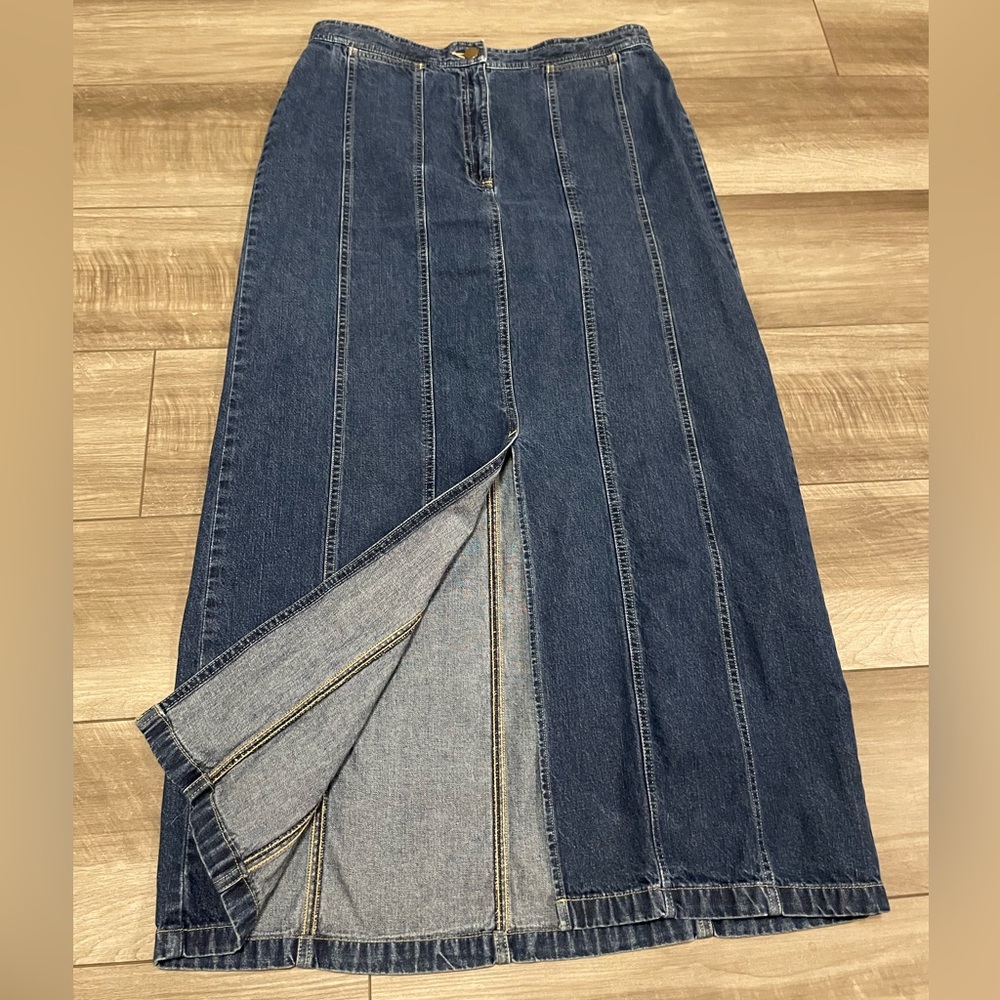 Denim Maxi Skirt with Front Slit Size 12T (tall) - Picture 2 of 7